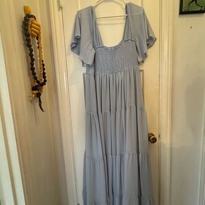 Show Me Your MuMu Blue Smocked Tiered Maxi Dress